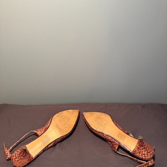 Rebecca Blue Kitten Heel Sling Back Reptile Print Sandal - Picture 6 of 6